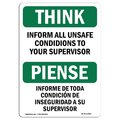 Signmission OSHA THINK, Report All Unsafe Conditions Supervisor, 14in X 10in Rigid Plastic, OS-TS-P-1014-L-11859 OS-TS-P-1014-L-11859